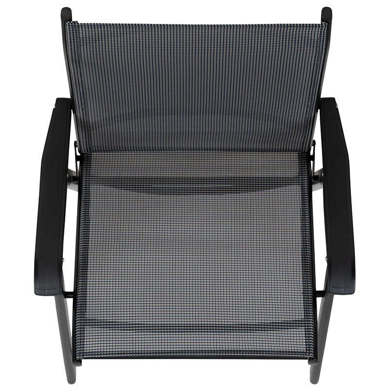 2pk Black Folding Patio Chair
