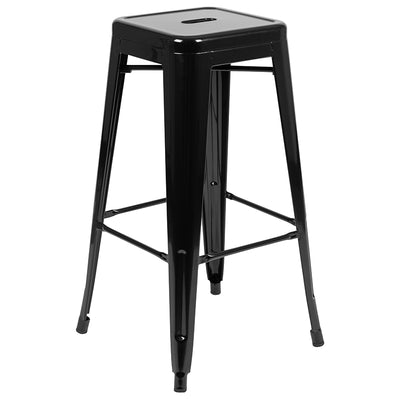 Black 30" High Metal Stool