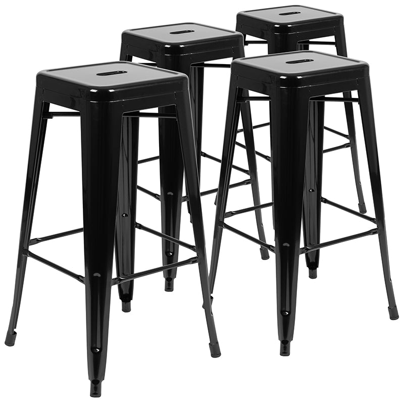 Black 30" High Metal Stool