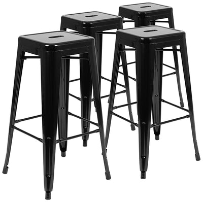 Black 30" High Metal Stool