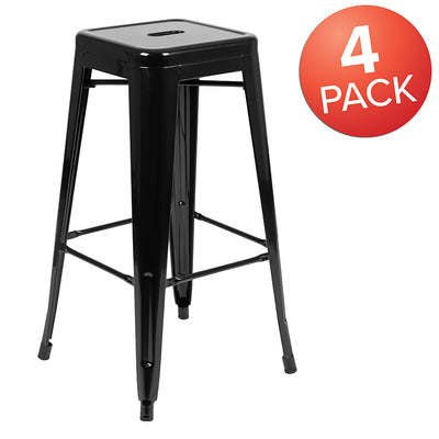 Black 30" High Metal Stool