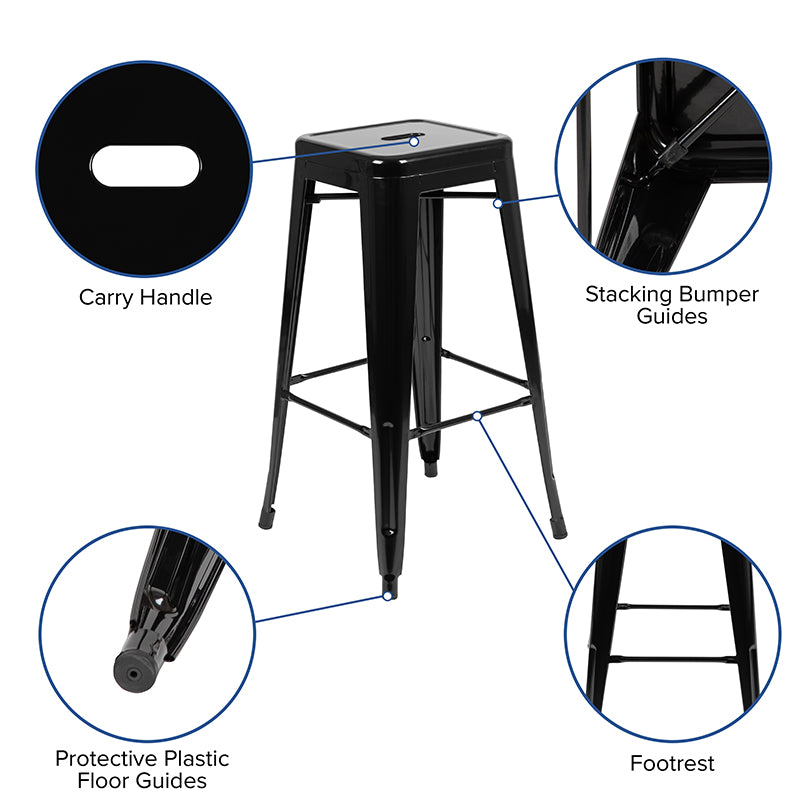 Black 30" High Metal Stool