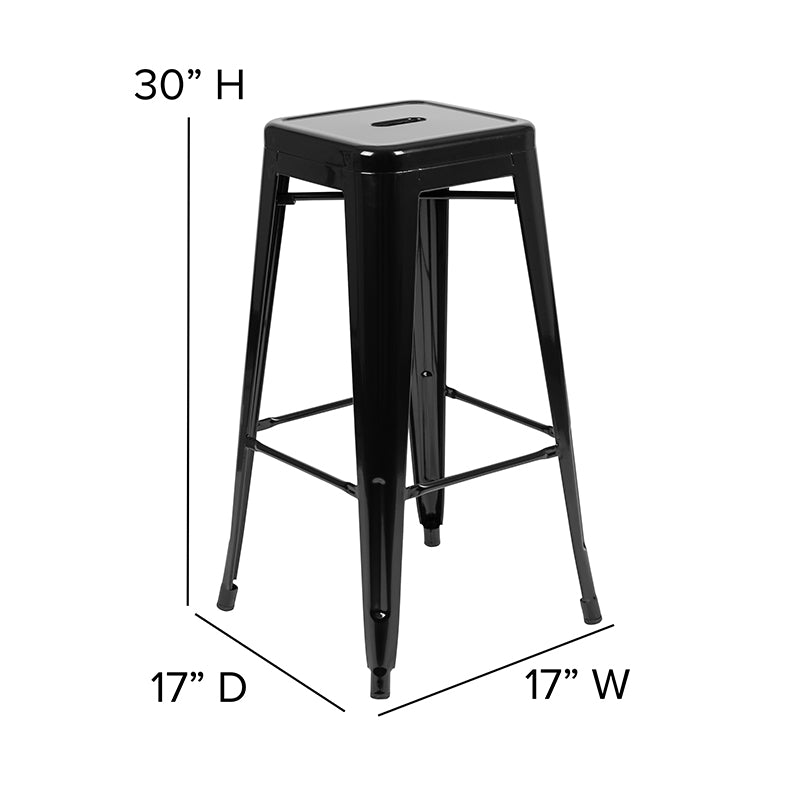 Black 30" High Metal Stool