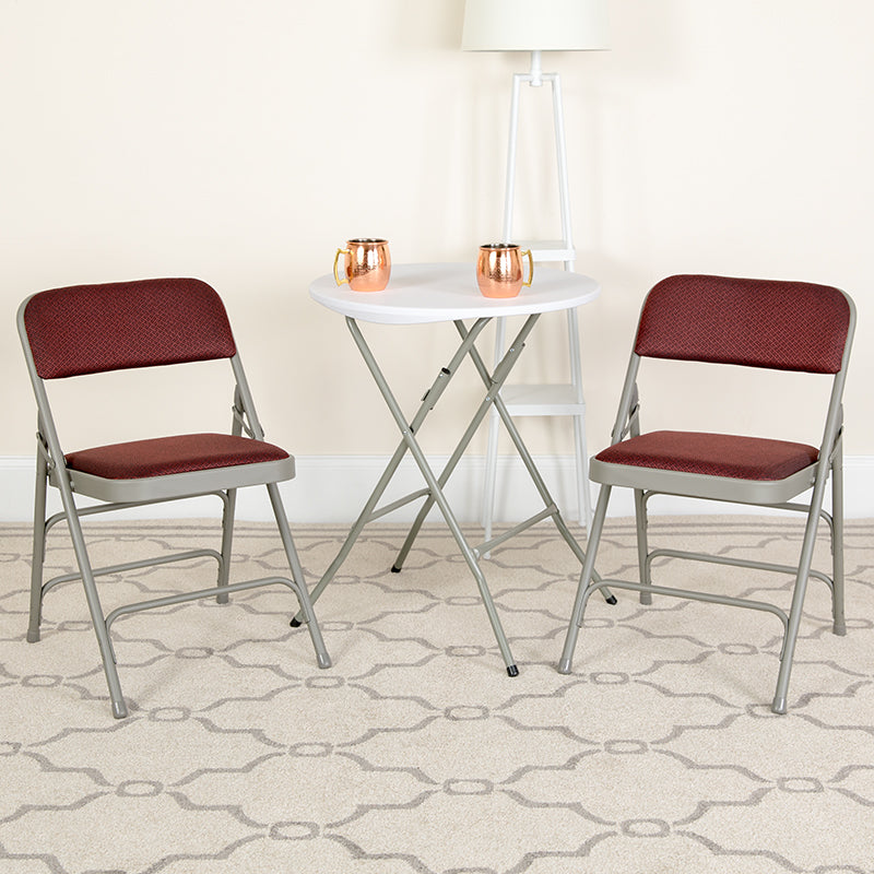 Burgundy Fabric Metal Chair