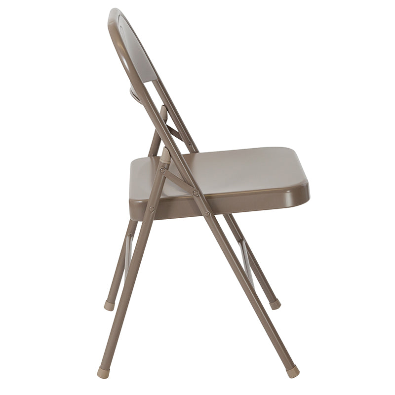 Beige Metal Folding Chair