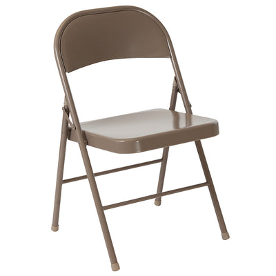 Beige Metal Folding Chair