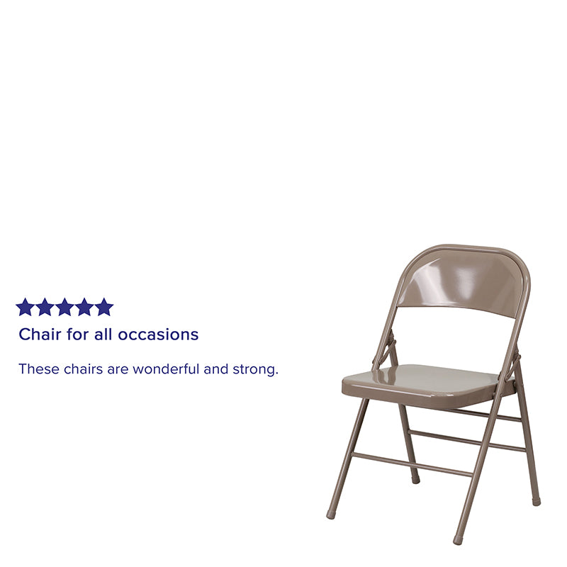 Beige Metal Folding Chair