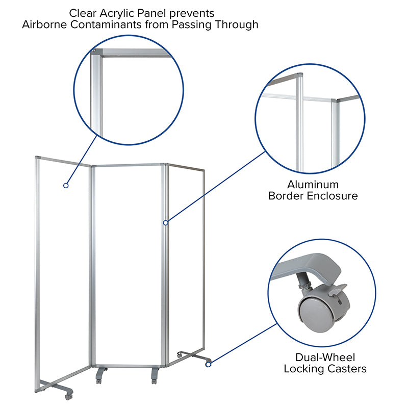 24"l Clear Mobile Partition