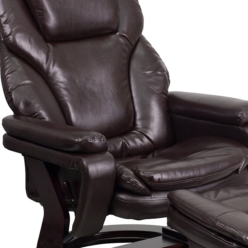 Brown Leather Recliner&ottoman