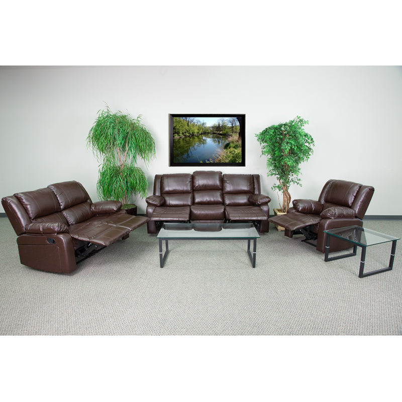 Brown Leather Recliner Set