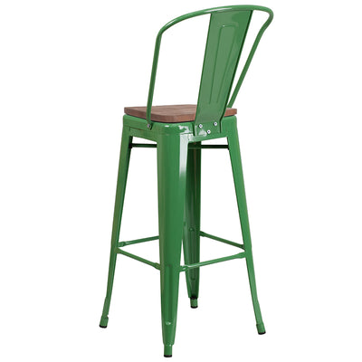 30" Green Metal Barstool