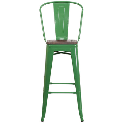 30" Green Metal Barstool