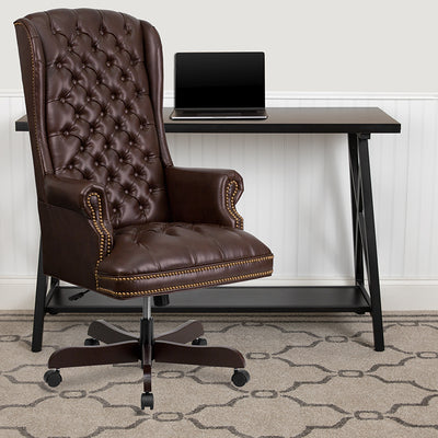 Brown High Back Leather Chair