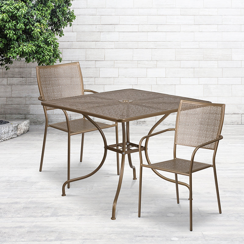 35.5sq Gold Patio Table Set
