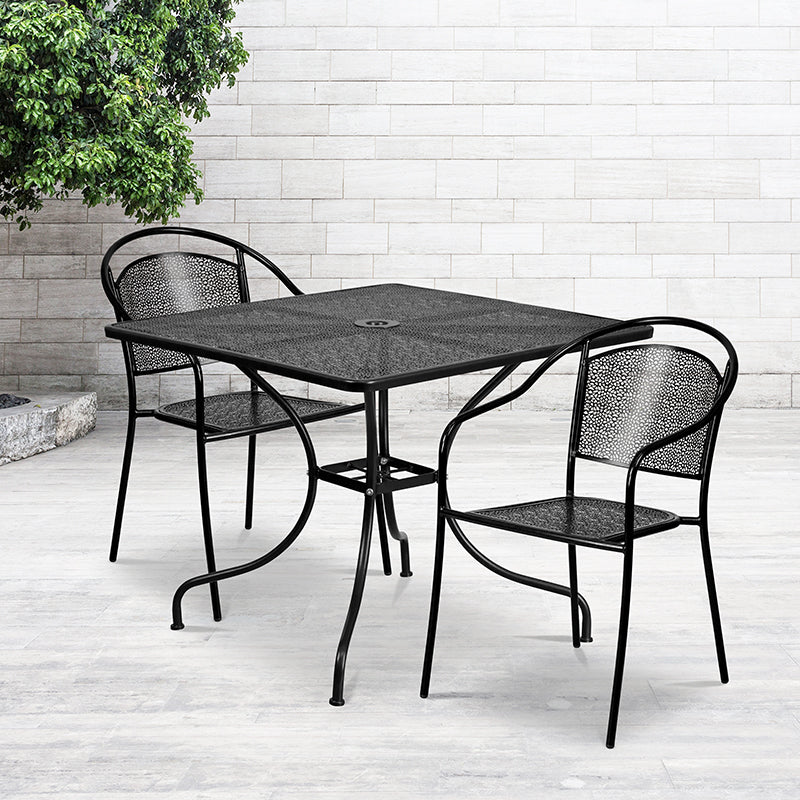 35.5sq Black Patio Table Set