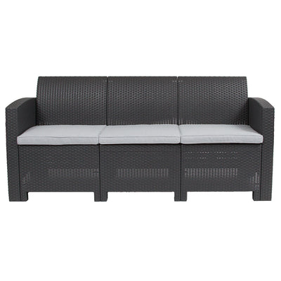 Dark Gray Rattan Outdoor Sofa