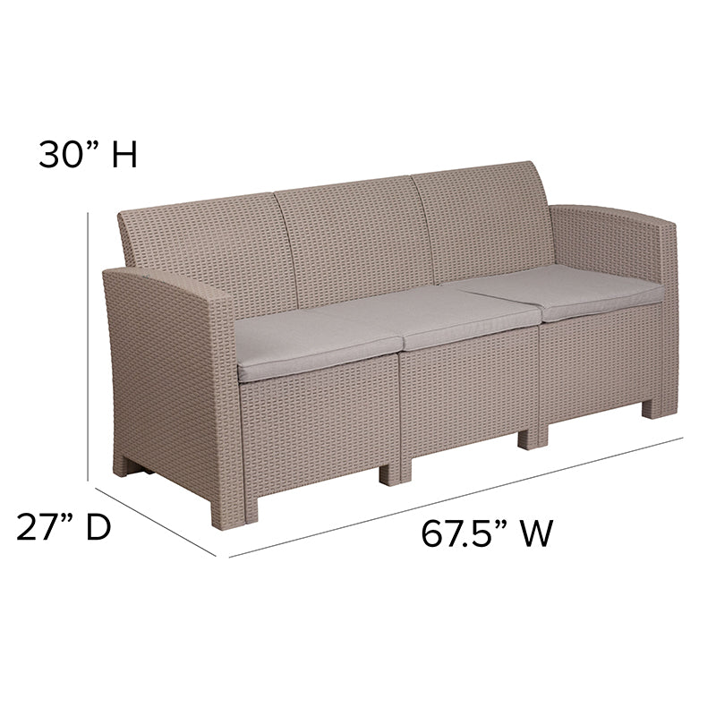 Light Gray Rattan Outdoor Sofa