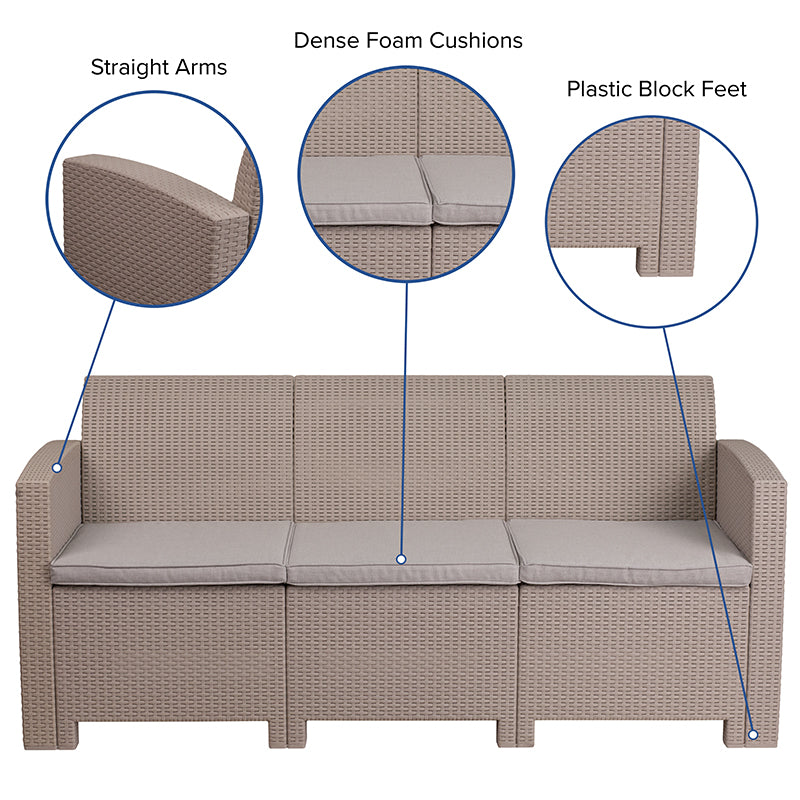 Light Gray Rattan Outdoor Sofa