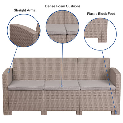 Light Gray Rattan Outdoor Sofa