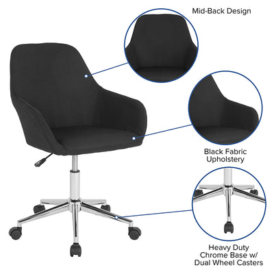 Black Fabric Mid-back Chair