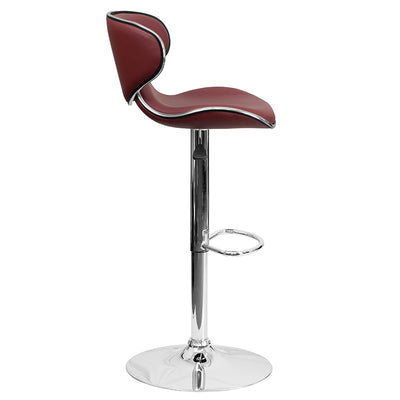 Burgundy Vinyl Barstool