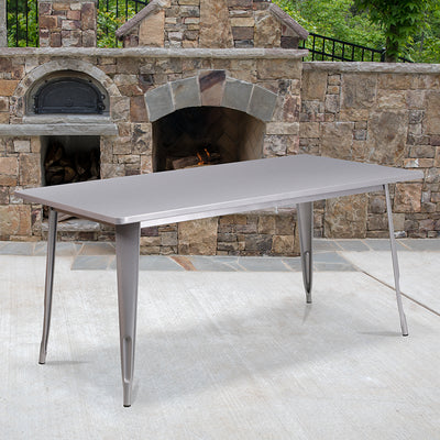 31.5x63 Silver Metal Table