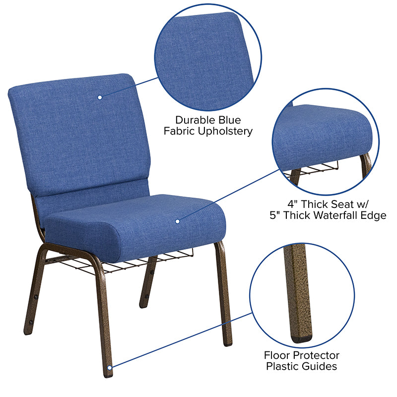 Blue Fabric Church Chair