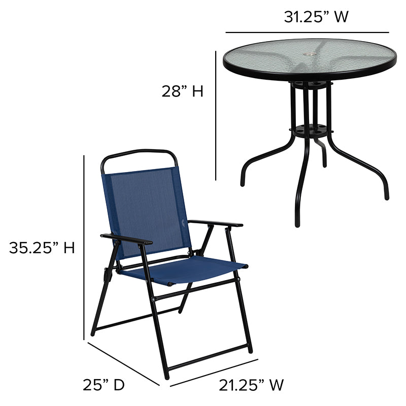 6pc Navy Patio Set & Umbrella