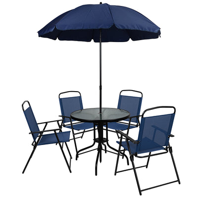 6pc Navy Patio Set & Umbrella