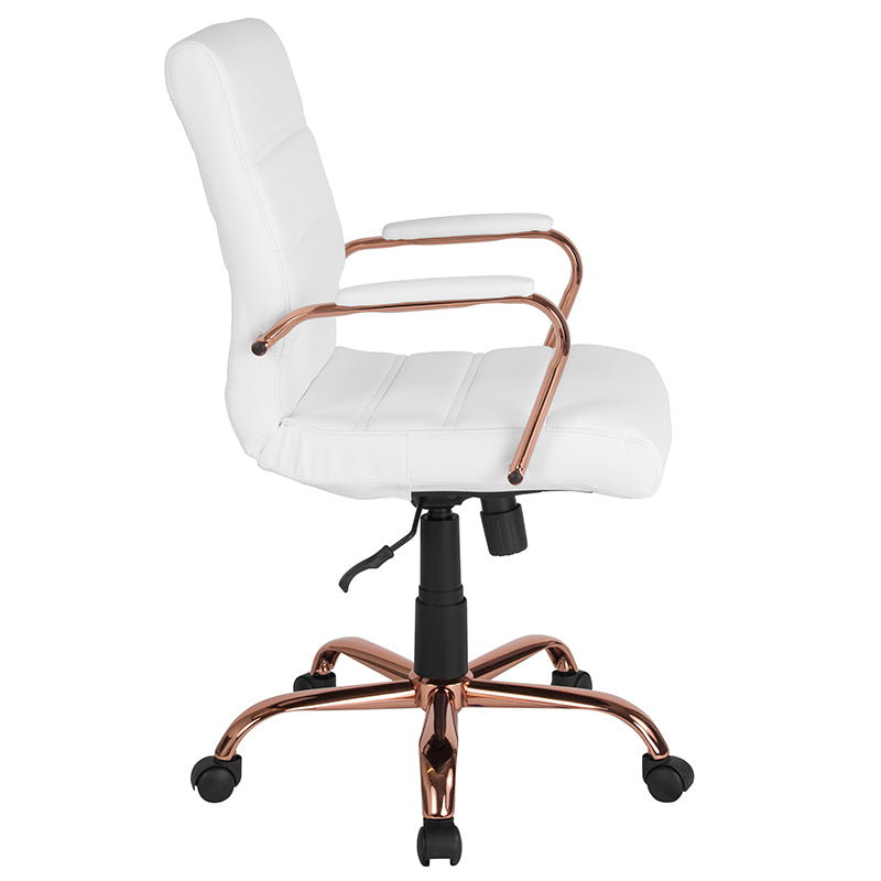 White Mid-back Leather Chair