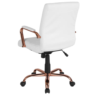 White Mid-back Leather Chair