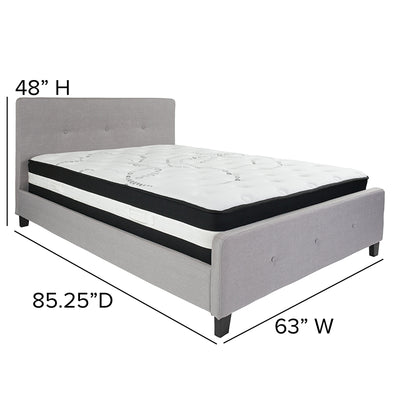 Queen Platform Bed Set-gray