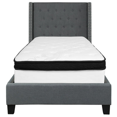 Twin Platform Bed Set-gray