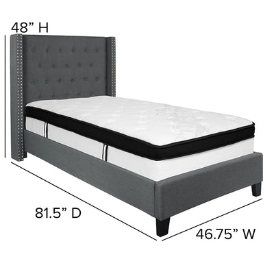 Twin Platform Bed Set-gray