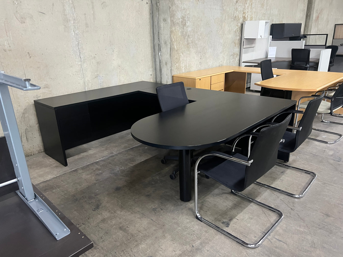 PRE OWNED BULLET U SHAPED DESK - ESPRESSO