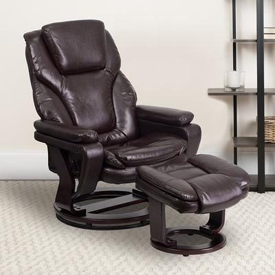 Brown Leather Recliner&ottoman