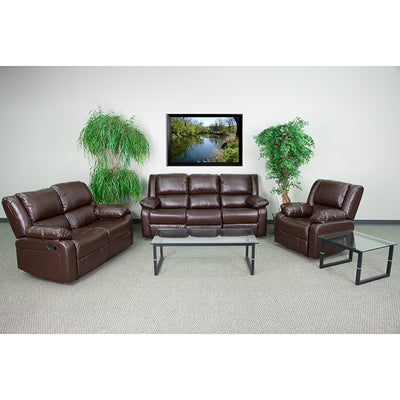 Brown Leather Recliner Set