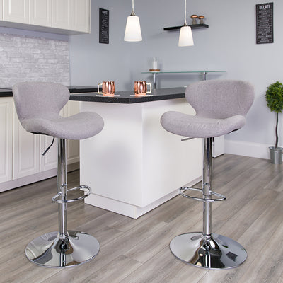 Gray Fabric Barstool