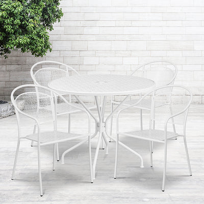 35.25rd White Patio Table Set