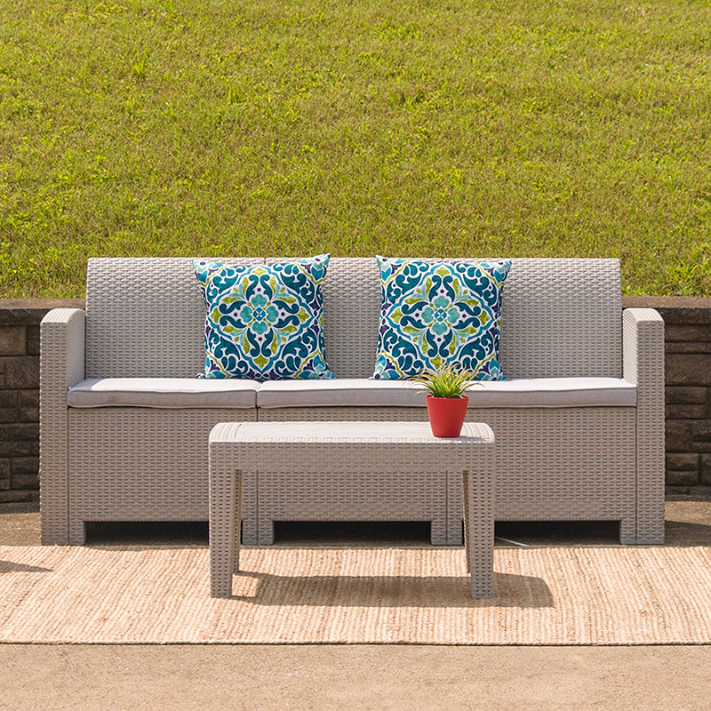 Light Gray Rattan Outdoor Sofa